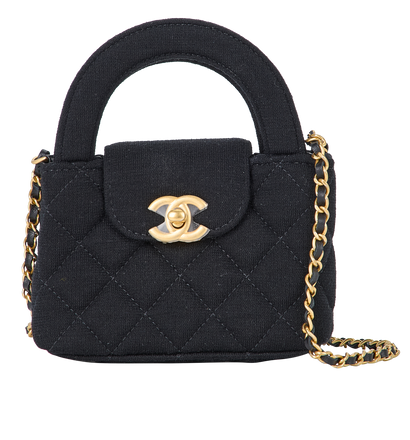 Nano Kelly Top Handle, &pound;2,350, Handbags, Black, Fabric, Front view